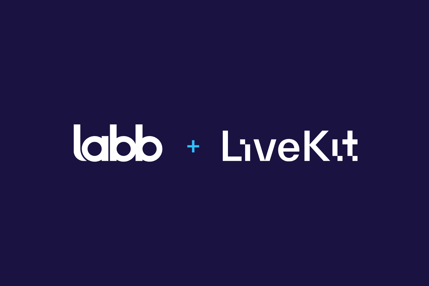 Labb and LiveKit logos positioned together with a + sign between them on a dark blue background.